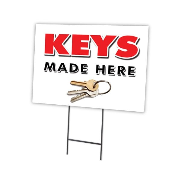 Signmission Keys Made Here Yard Sign & Stake outdoor plastic coroplast window, C-2436-DS-Keys Made Here C-2436-DS-Keys Made Here - main
